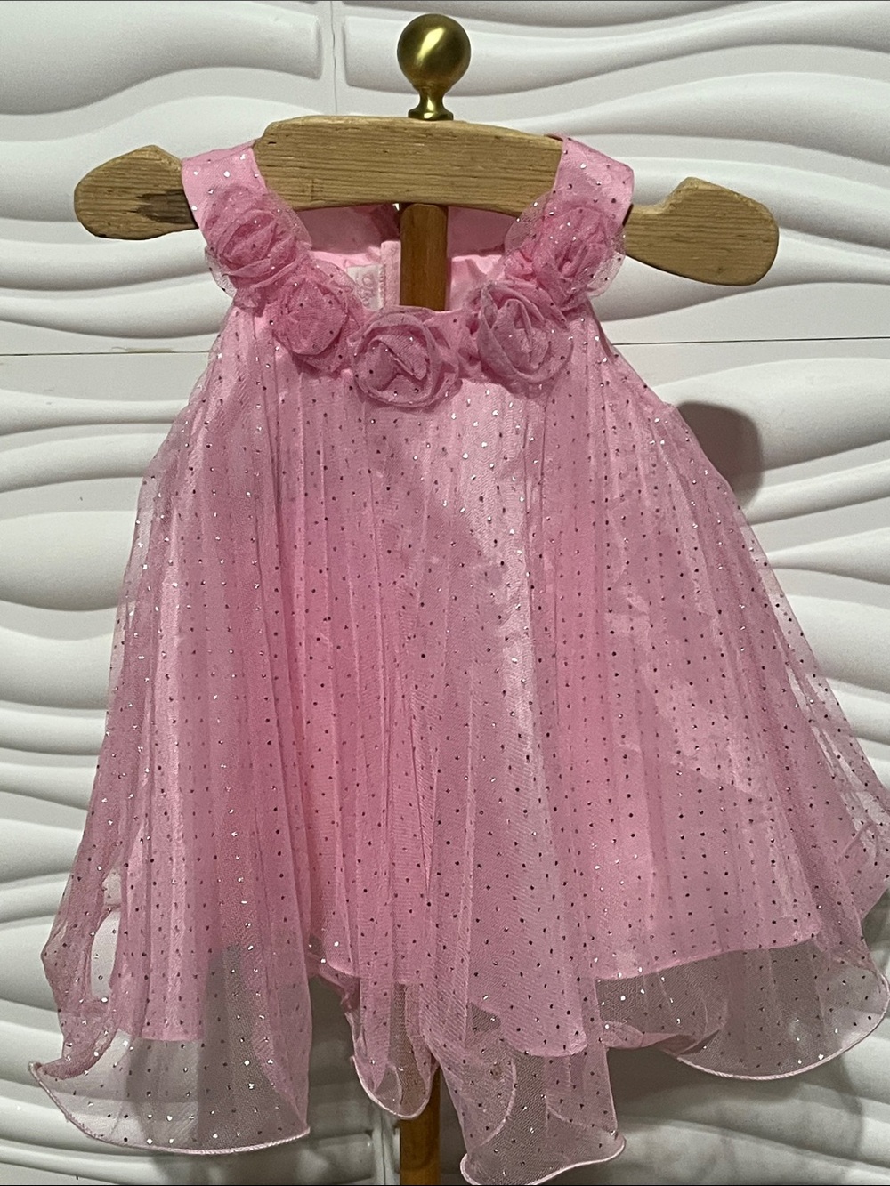 Bonnie Baby Pink Sparkle Rosette Tulle Dress